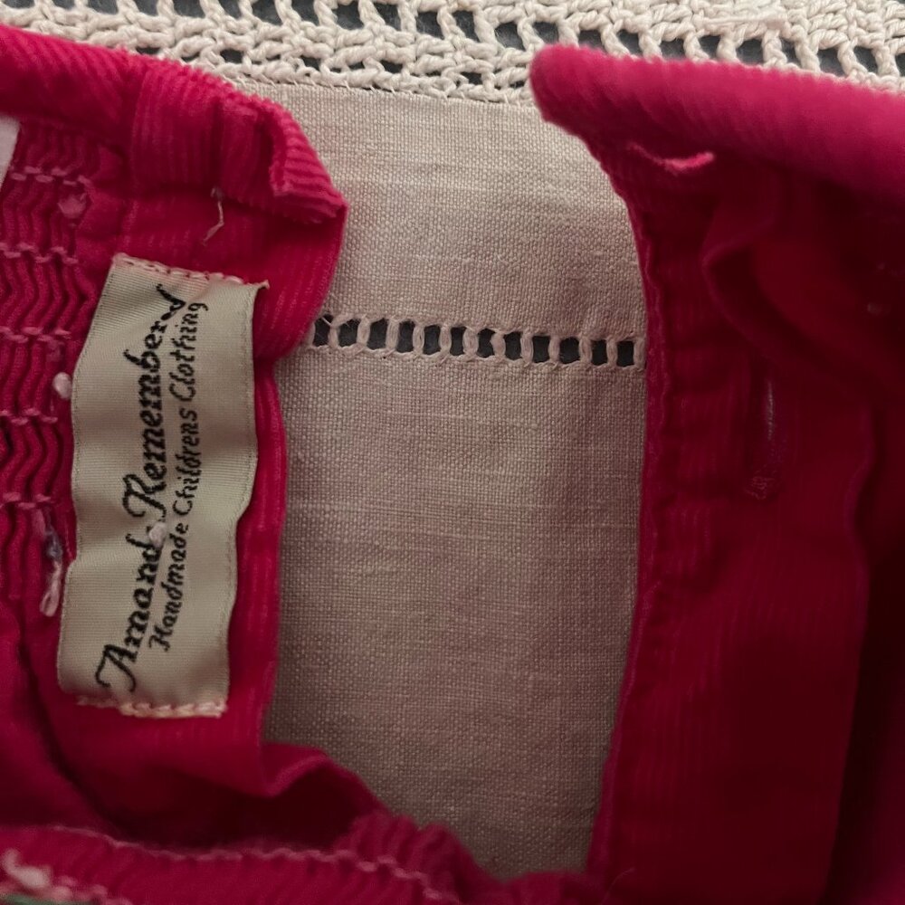 Amanda Remembered smocked corduroy birthday dress Pink girl’s size 4T rare - Picture 9 of 9